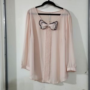 Lauren Conrad Blush Bow Blouse